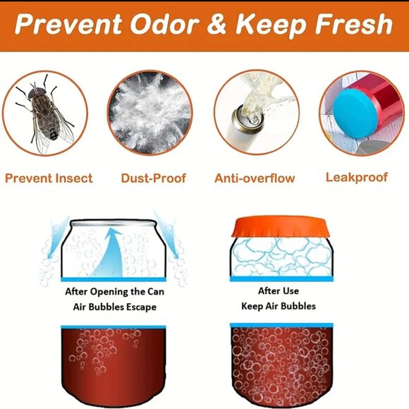 New! Silicone Soda Can Lids 2 Pack No Spill Soda Beverage Lid Coke Tight Sealed! - Picture 5 of 7